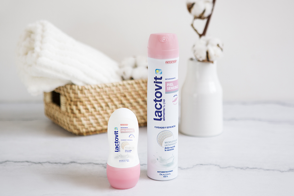 Desodorante para piel sensible lactovit, en formato roll-on o spray
